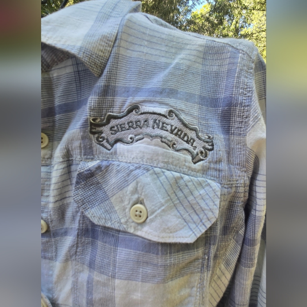 Columbia Blue&White Fitted Long Sleeve Button Down Shirt Sierra Nevada SzM - Picture 3 of 9